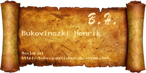 Bukovinszki Henrik névjegykártya